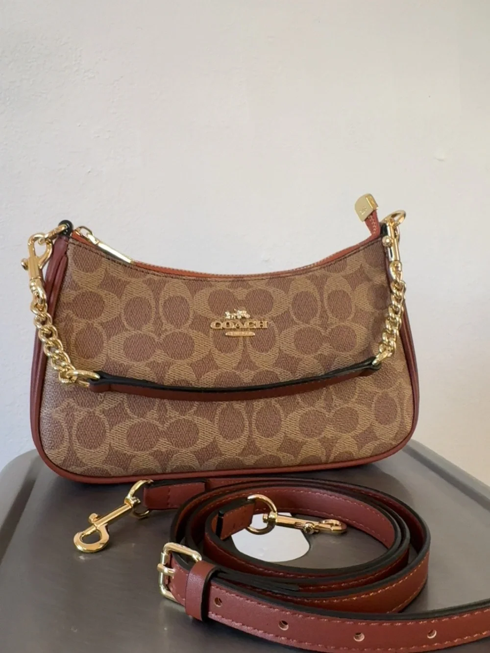 🤎COACH Teri Shoulder Bag In Signature Canvas Brown ( Same Day Shipping)🤎 - Picture 10 of 13